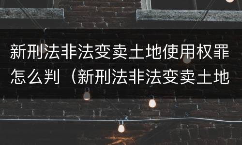 新刑法非法变卖土地使用权罪怎么判（新刑法非法变卖土地使用权罪怎么判决）