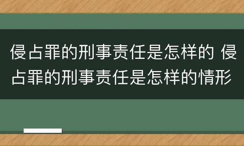 侵占罪的刑事责任是怎样的 侵占罪的刑事责任是怎样的情形