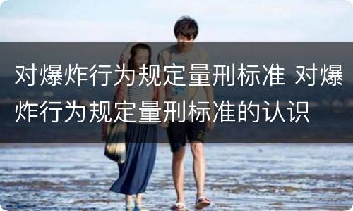 对爆炸行为规定量刑标准 对爆炸行为规定量刑标准的认识