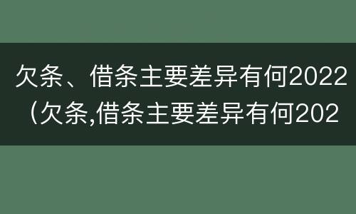 欠条、借条主要差异有何2022（欠条,借条主要差异有何2022法律规定）