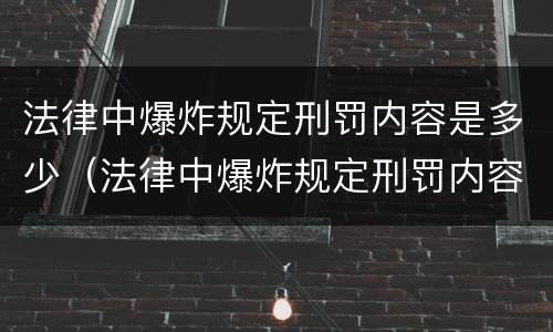 法律中爆炸规定刑罚内容是多少（法律中爆炸规定刑罚内容是多少条）