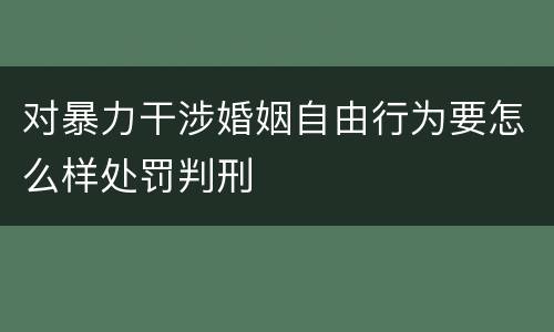对暴力干涉婚姻自由行为要怎么样处罚判刑