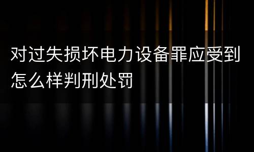 对过失损坏电力设备罪应受到怎么样判刑处罚