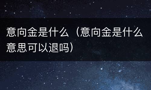 意向金是什么（意向金是什么意思可以退吗）