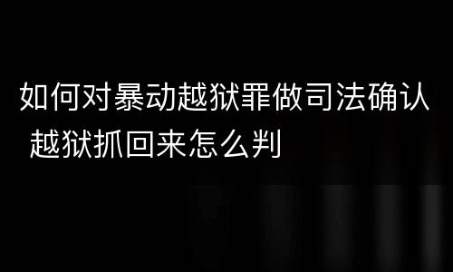 如何对暴动越狱罪做司法确认 越狱抓回来怎么判