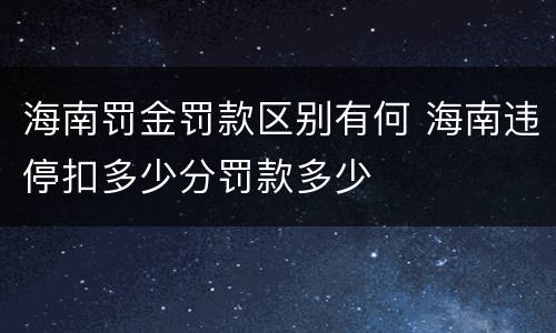 海南罚金罚款区别有何 海南违停扣多少分罚款多少