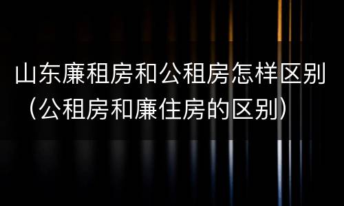 山东廉租房和公租房怎样区别（公租房和廉住房的区别）