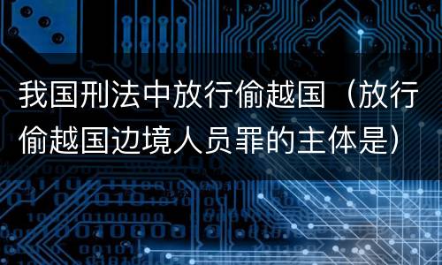 我国刑法中放行偷越国（放行偷越国边境人员罪的主体是）