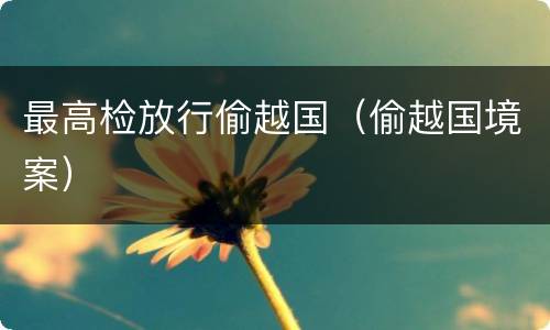 最高检放行偷越国（偷越国境案）