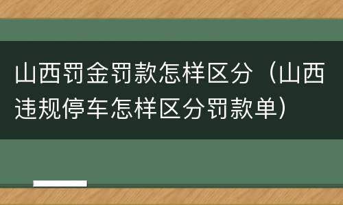 山西罚金罚款怎样区分（山西违规停车怎样区分罚款单）