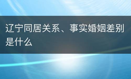 辽宁同居关系、事实婚姻差别是什么
