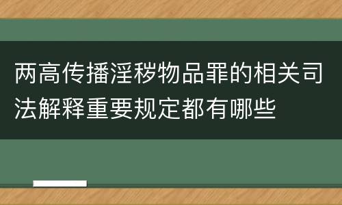 两高传播淫秽物品罪的相关司法解释重要规定都有哪些