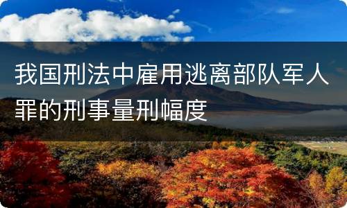 我国刑法中雇用逃离部队军人罪的刑事量刑幅度