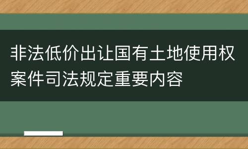 非法低价出让国有土地使用权案件司法规定重要内容
