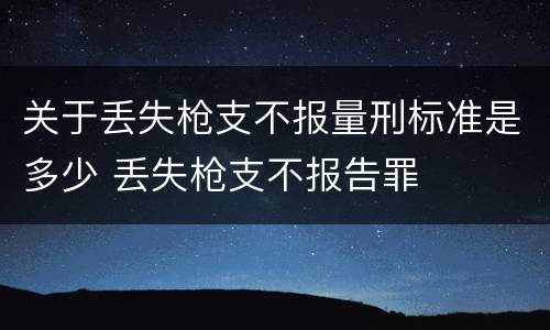 关于丢失枪支不报量刑标准是多少 丢失枪支不报告罪