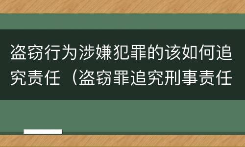 盗窃行为涉嫌犯罪的该如何追究责任（盗窃罪追究刑事责任）