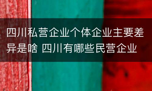 四川私营企业个体企业主要差异是啥 四川有哪些民营企业