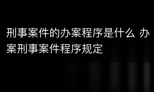 刑事案件的办案程序是什么 办案刑事案件程序规定