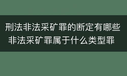 刑法非法采矿罪的断定有哪些 非法采矿罪属于什么类型罪