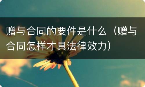 赠与合同的要件是什么（赠与合同怎样才具法律效力）