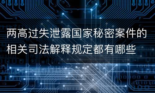 两高过失泄露国家秘密案件的相关司法解释规定都有哪些