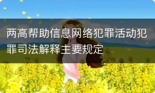两高帮助信息网络犯罪活动犯罪司法解释主要规定