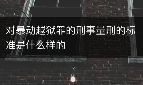 对暴动越狱罪的刑事量刑的标准是什么样的