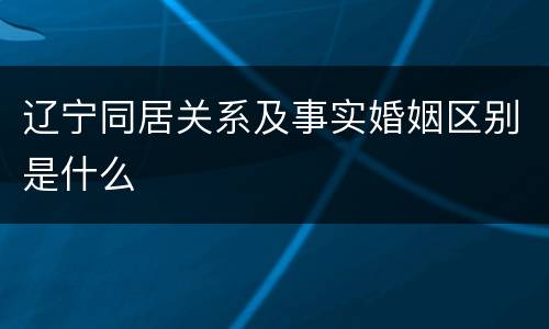 辽宁同居关系及事实婚姻区别是什么