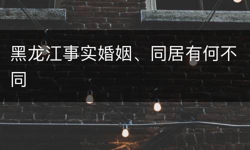 黑龙江事实婚姻、同居有何不同