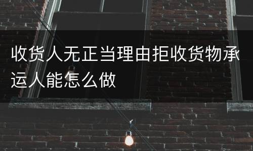 收货人无正当理由拒收货物承运人能怎么做