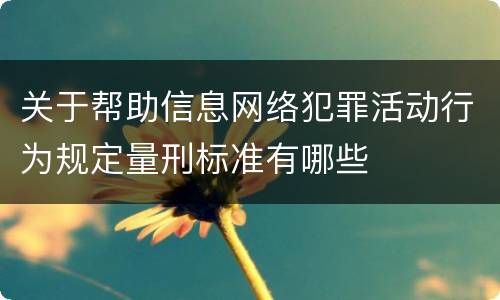 关于帮助信息网络犯罪活动行为规定量刑标准有哪些