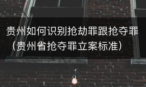 贵州如何识别抢劫罪跟抢夺罪（贵州省抢夺罪立案标准）