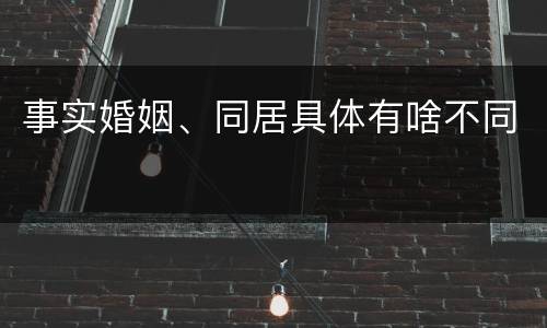事实婚姻、同居具体有啥不同