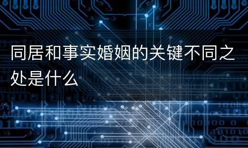 同居和事实婚姻的关键不同之处是什么