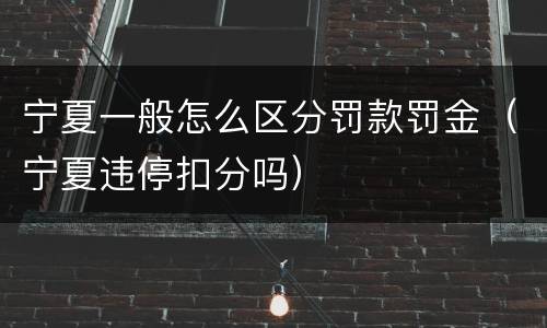 宁夏一般怎么区分罚款罚金（宁夏违停扣分吗）