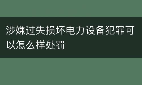 涉嫌过失损坏电力设备犯罪可以怎么样处罚