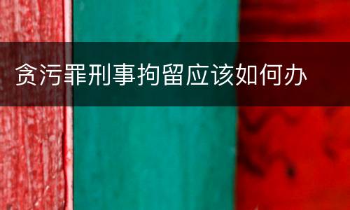 贪污罪刑事拘留应该如何办