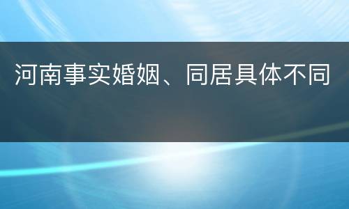 河南事实婚姻、同居具体不同
