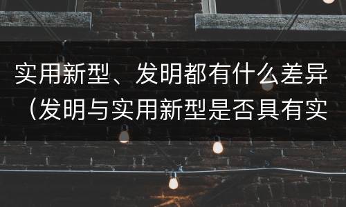 实用新型、发明都有什么差异（发明与实用新型是否具有实用性）