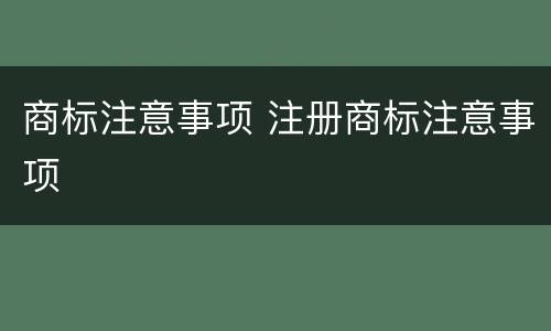 商标注意事项 注册商标注意事项