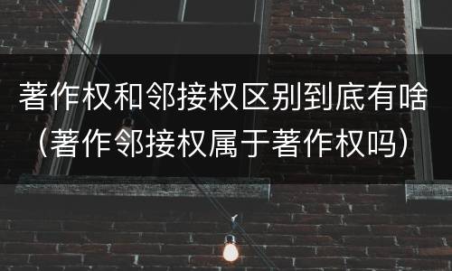 著作权和邻接权区别到底有啥（著作邻接权属于著作权吗）