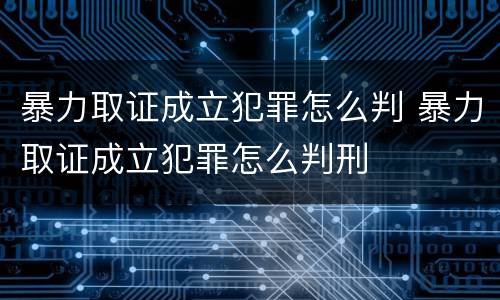 暴力取证成立犯罪怎么判 暴力取证成立犯罪怎么判刑