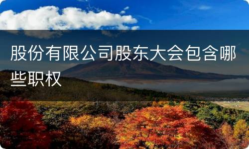 股份有限公司股东大会包含哪些职权