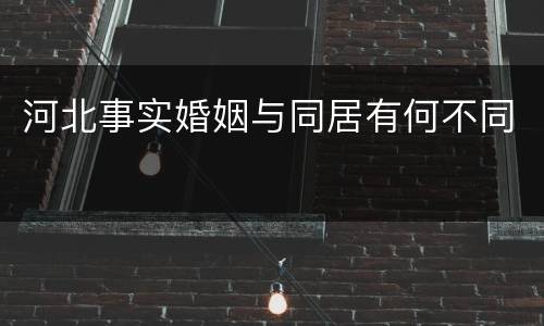 河北事实婚姻与同居有何不同
