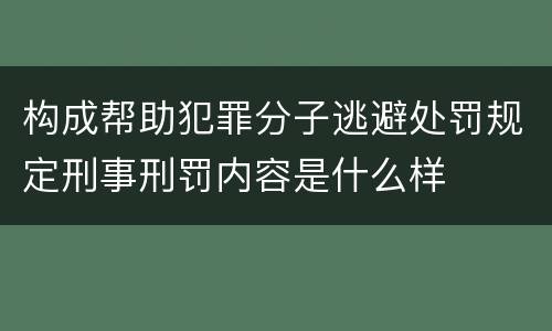 构成帮助犯罪分子逃避处罚规定刑事刑罚内容是什么样