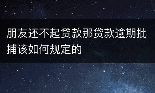 朋友还不起贷款那贷款逾期批捕该如何规定的