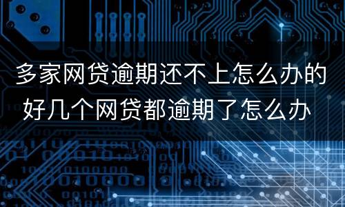 多家网贷逾期还不上怎么办的 好几个网贷都逾期了怎么办