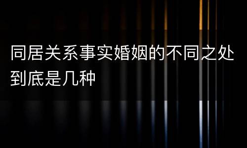 同居关系事实婚姻的不同之处到底是几种