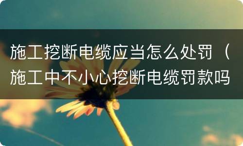 施工挖断电缆应当怎么处罚（施工中不小心挖断电缆罚款吗）