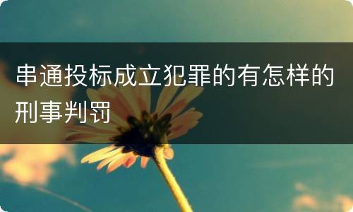 串通投标成立犯罪的有怎样的刑事判罚